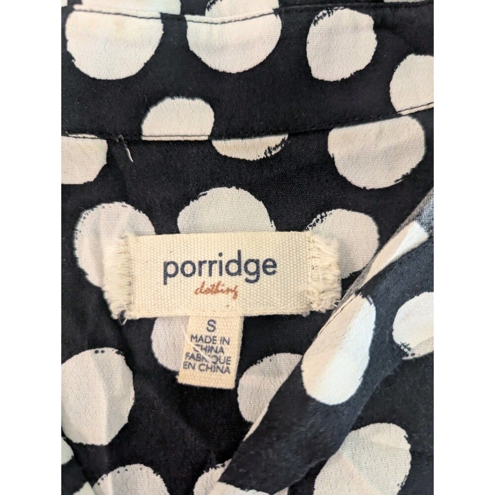 Porridge Womens Black White Polka Dot Shirt Top Sz Small Anthropologie Brand - Picture 9 of 11